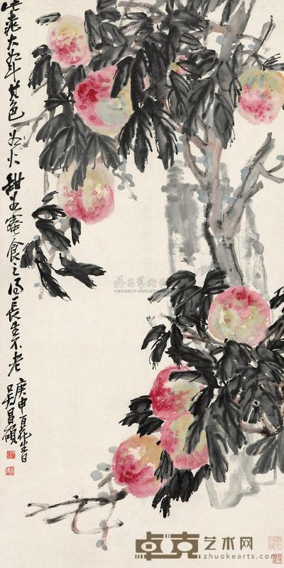 吴昌硕 1920年作 千年寿图 立轴 132×66cm