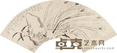 沈荣 水墨三友 扇面 18×54cm
