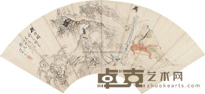 顾燮 授经图 扇面 19×51cm