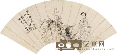 胡璋 1873年作 仕女图 扇面 20×56cm