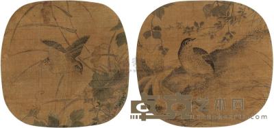 佚名 宋人花鸟 （两帧） 镜心 直径25cm×2