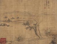 文鼎 1797年作 疏桐长汀 扇面