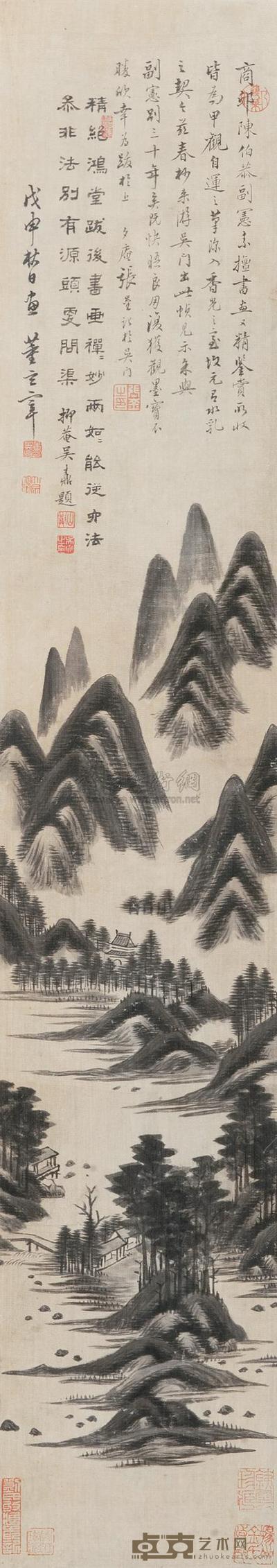 董其昌 云山图 立轴 92×16cm