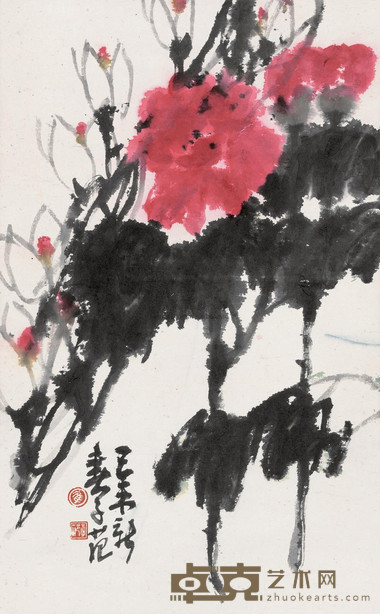 崔子范 1979年作 花卉 77×48cm