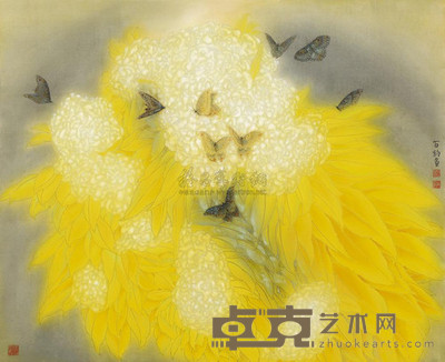 苏百钧 蝶与花 镜心 88×108cm