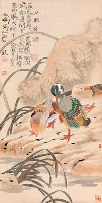周亚鸣 2007年作 夕照荷塘 镜心