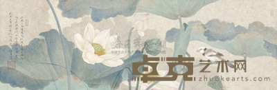 任重 2010年作 荷塘翠鸟 镜心 33×100cm