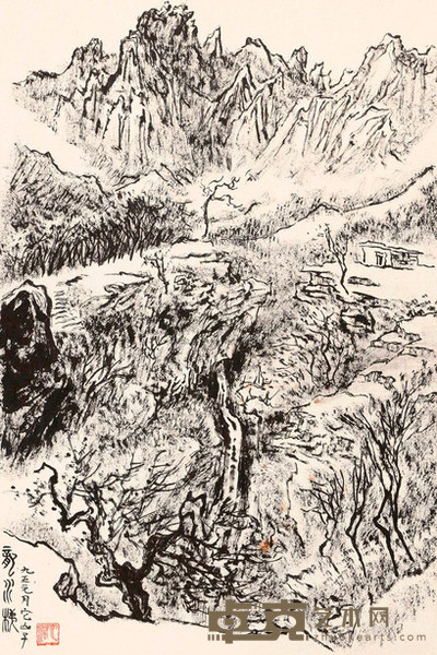 张仃 1995年作 龙水梯 镜心 68×45cm