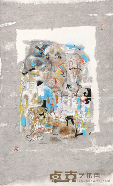 石虎 2003年作 人物 镜心 135×74cm