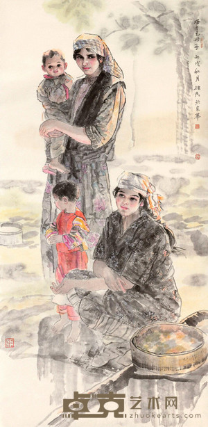 任继民 2006年作 塔吉克母子 镜心 137×67cm