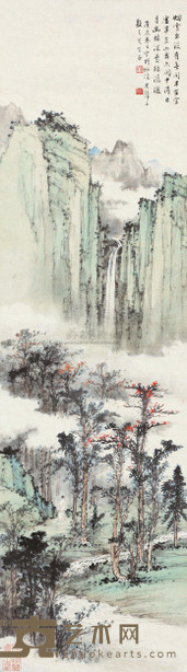 黄君璧 1940年作 秋林高士图 立轴 105×29cm