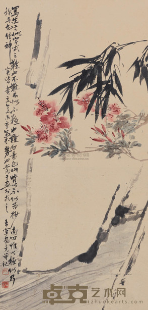 于希宁 悬崖杜鹃 立轴 107×52cm