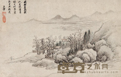王翚 (款) 夏雨初收图 立轴 22×34cm