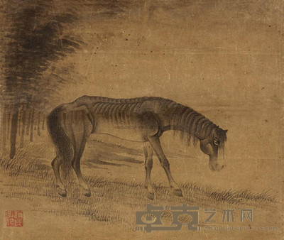 赵孟頫 (款) 瘦马图 27×31cm