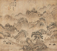 上睿 （款） 1676年作 秋山行骑图 立轴