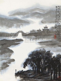 李行简 1982年作 枫桥夜泊 镜心