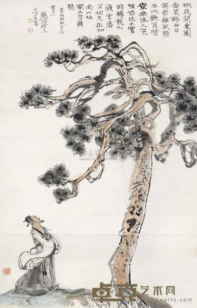 程十发 1982年作 李白诗意图 镜心 38×59cm