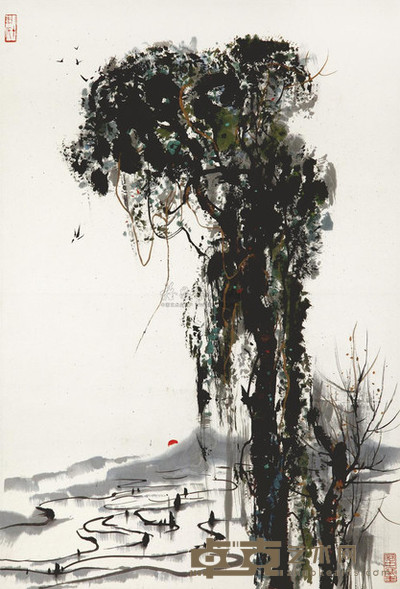 吴冠中 天净沙秋思词意图 镜心 45×68cm