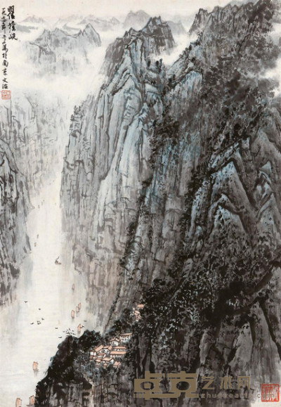 宋文治 1974年作 瞿塘峡 立轴 68×47cm