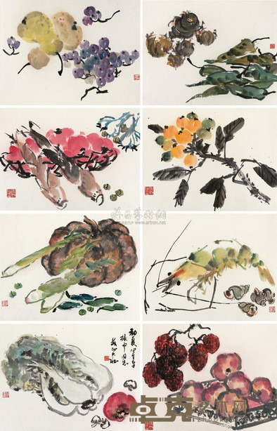 张大壮 花果册 册页 33×44cm×8