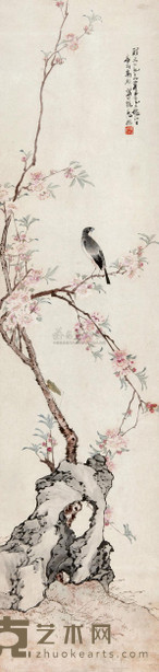 高麟 1895年作 花鸟 立轴 172×40cm