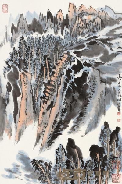 陆俨少 1980年作 峡江山水 镜心 67×45cm