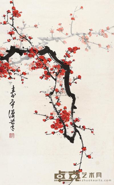 董寿平 红梅图 立轴 75×46cm