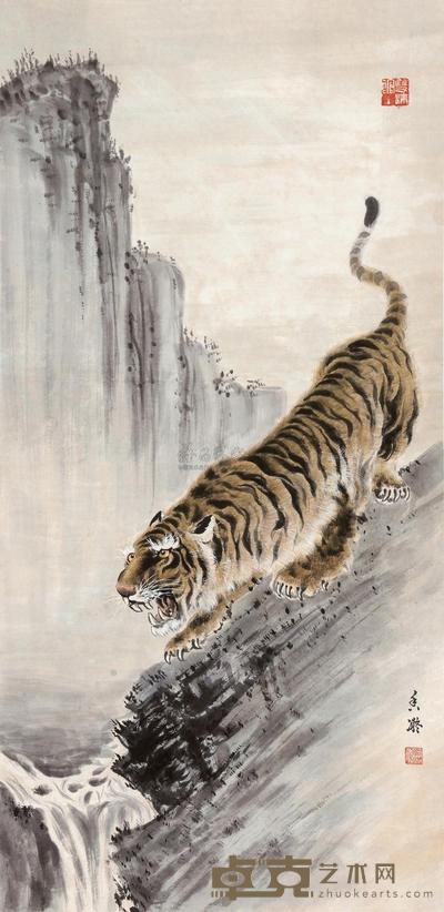 何香凝 虎 镜心 110×53cm