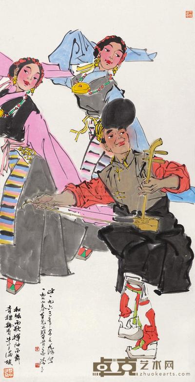叶浅予 1963年作 三人舞 立轴 136×69cm