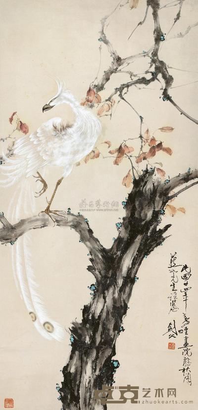 高剑父 1935年作 白凤凰 立轴 134×65cm