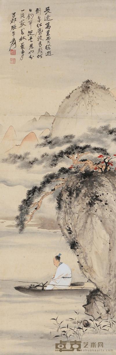 张大千 1947年作 垂钓图 镜心 99×32cm