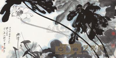张大千 1971年作 荷花 镜心 68×137cm