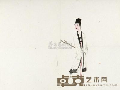 傅抱石 湘夫人 镜心 34×45cm