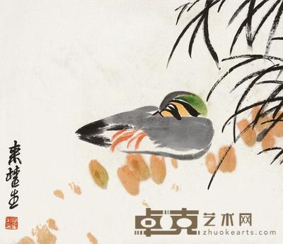 来楚生 睡鸭 立轴 32×38cm