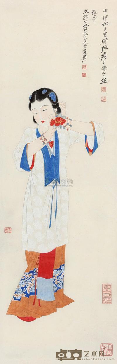 张大千 1944年作 仕女 立轴 96×31cm