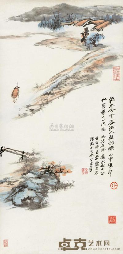 张大千 1978年作 晚归图 镜心 99×48cm