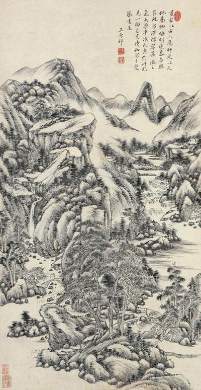 王原祁 1695年作 山水 立轴