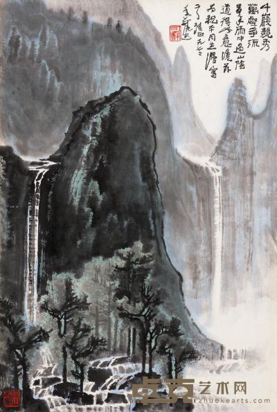 李可染 1977年作 千岩竞秀 镜心 69×46cm
