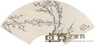 罗聘 白梅图 扇面 20×54cm