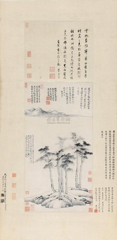 倪瓒 （款） 1345年作 山水 立轴