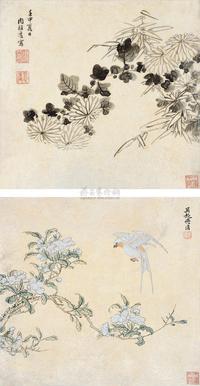 周裕度 傅清 花卉 （两页） 散页