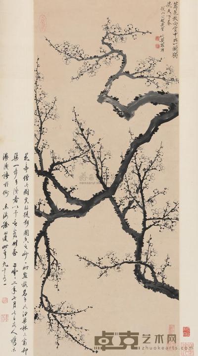 罗聘 1760年作 梅花图 立轴 123×56cm