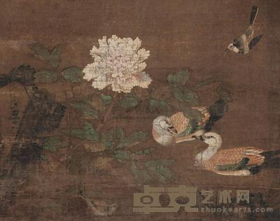 佚名 牡丹鸳鸯 立轴 50×63cm