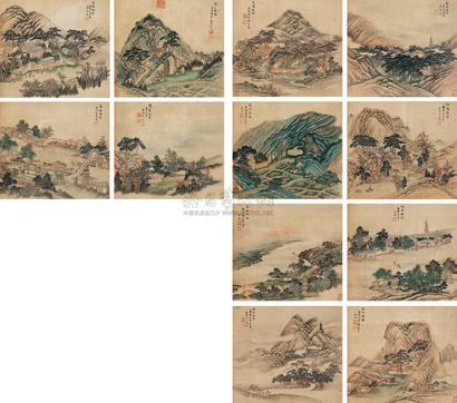 宋旭 1596年作 金陵江景 册页 （十二开）