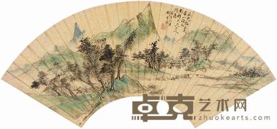 陆源 春山图 扇面 17×51cm