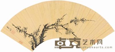 刘世儒 墨梅 扇面 16×48cm