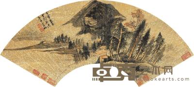 董其昌 1620年作 山水 扇面 17×51cm