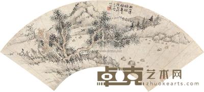 钱维乔 1792年作 秋山清旷 扇面 16×47cm