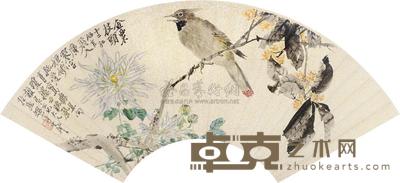 王礼 金粟枝头 扇面 19×54cm