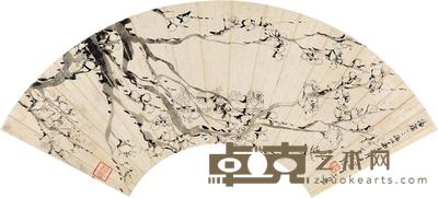 陈铣 墨梅 扇面 18×52cm